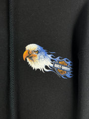 Vintage Harley Davidson Blue Flames Eagle Black Zip Up Hoodie