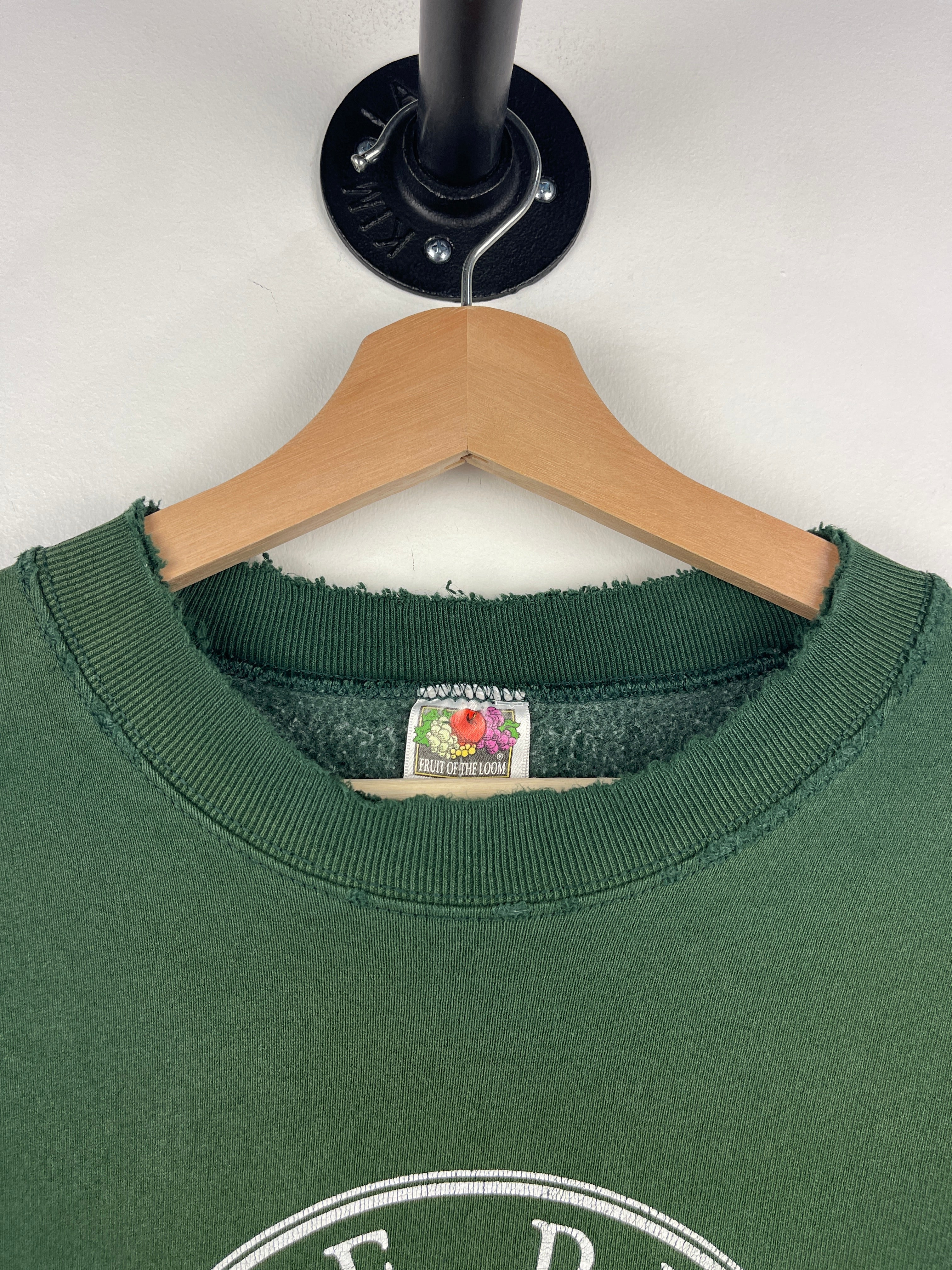 Vintage 90s The Red Mile Horse Riding Kentucky Thrashed Green Crewneck