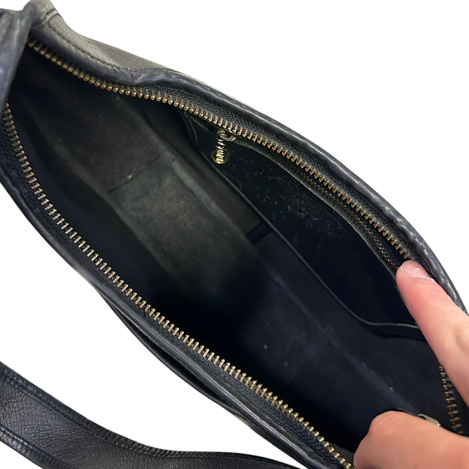 Vintage 90s Coach Ergo Pocket Black Leather Hobo Bag