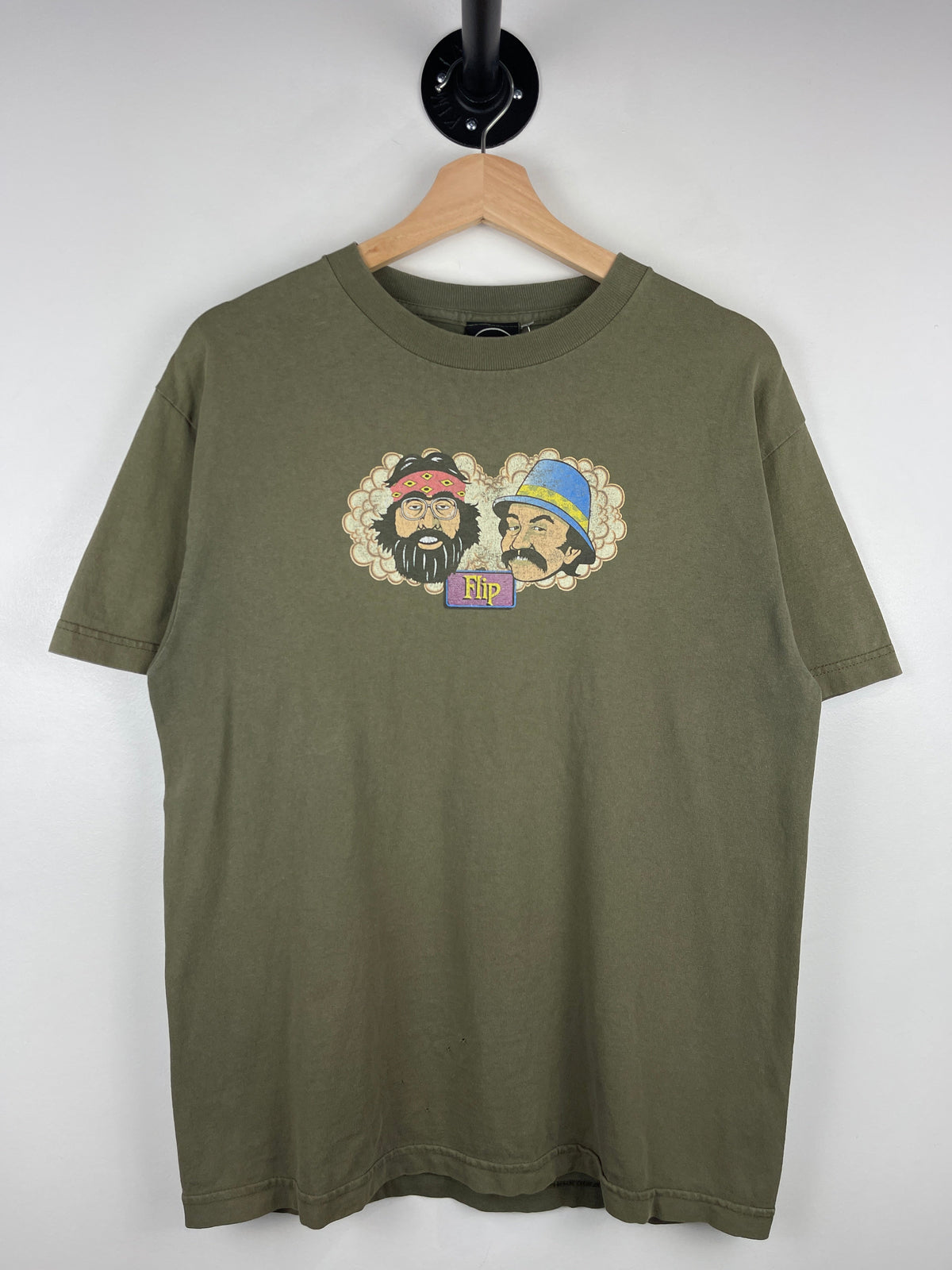Vintage Flip Skateboards Cheech And Chong Green Tee
