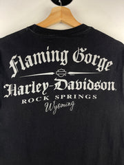 Vintage Harley Davidson Pin Up Girl Wyoming Black Tee