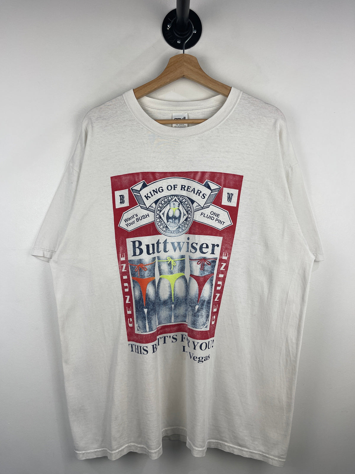 Vintage Buttwiser King Of Rears This Butt's For You Comedy White Tee
