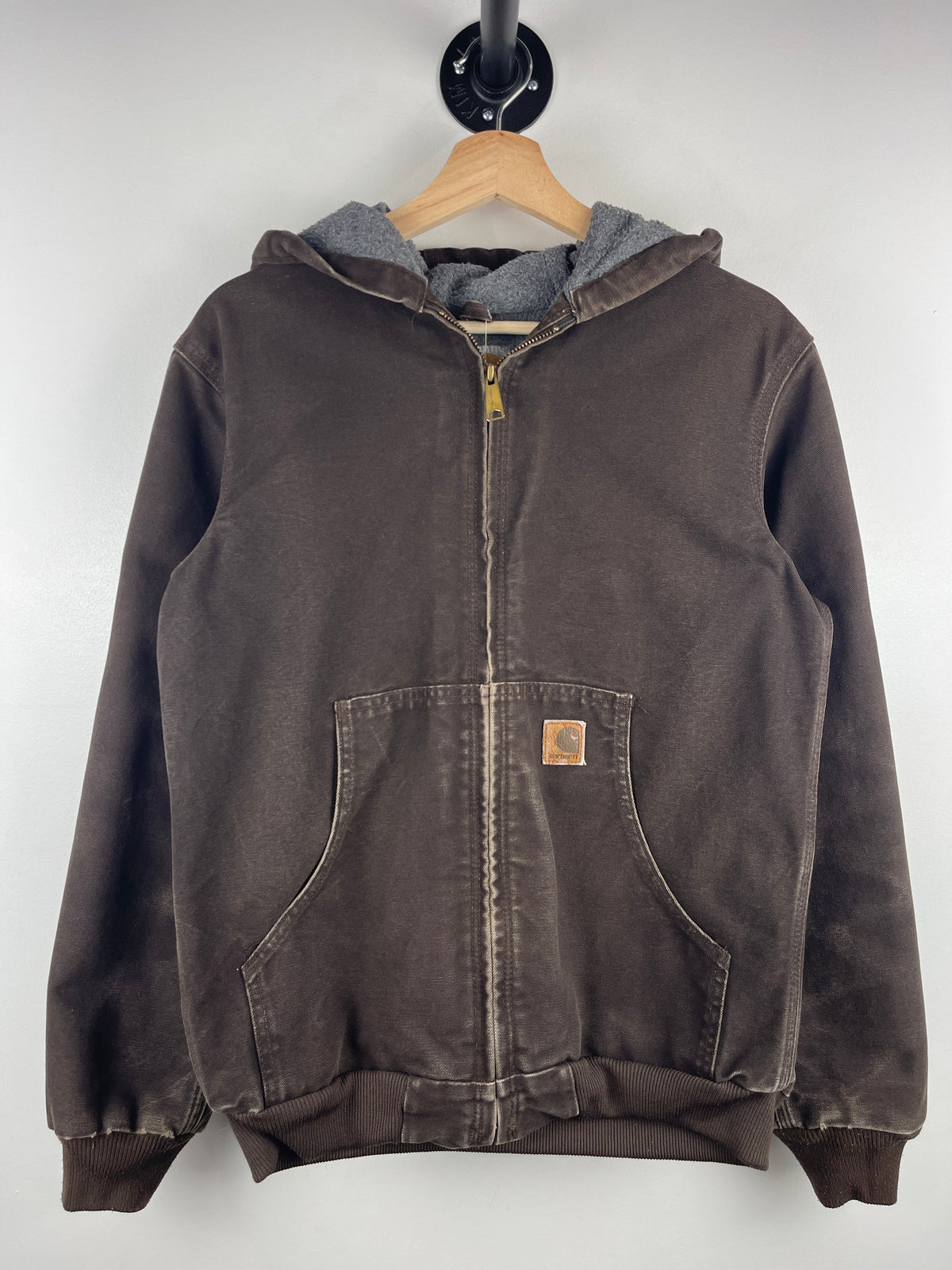 Vintage Carhartt Active Fleece Lined Dark Brown Hooded Work Jacket