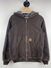 Vintage Carhartt Active Fleece Lined Dark Brown Hooded Work Jacket