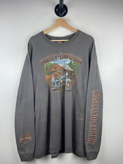 Vintage Harley Davidson Gas Station New York Grey Long Sleeve