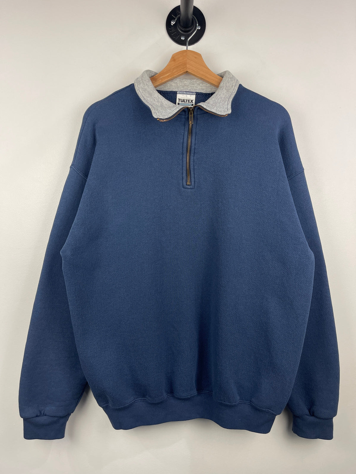 Vintage 90s Tultex Blank Navy Quarter Zip Sweater