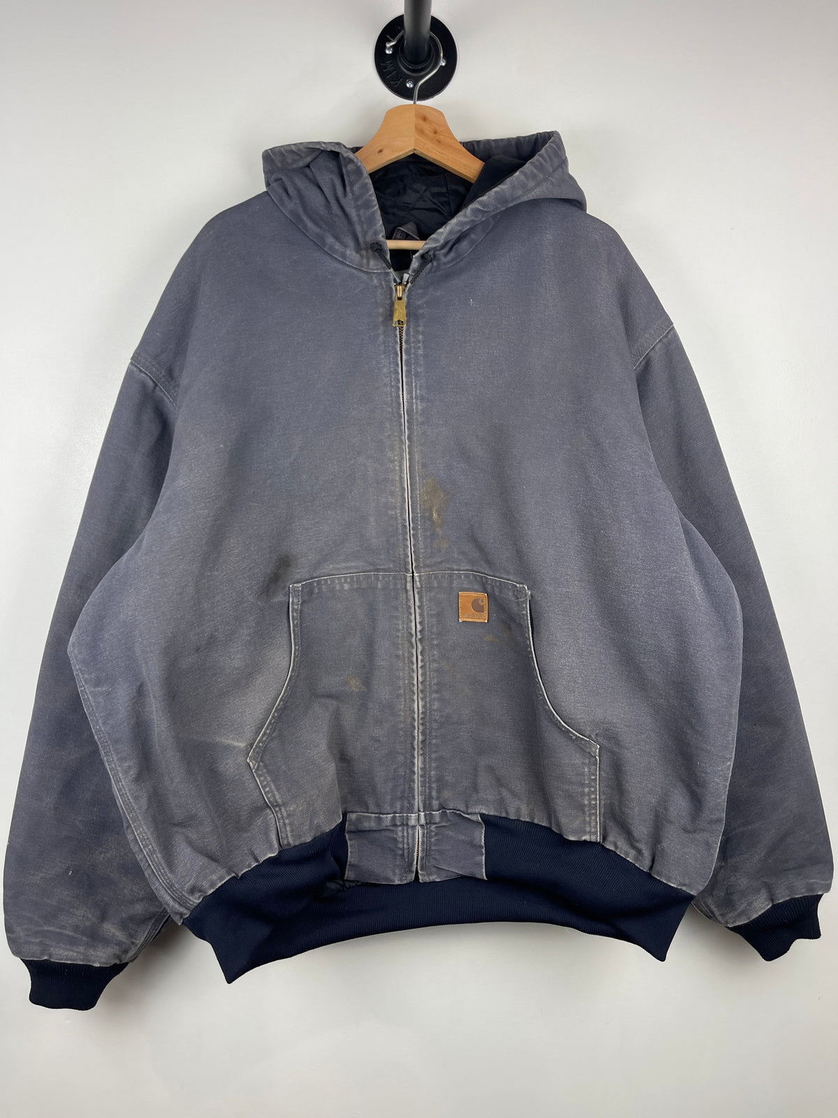 Vintage Carhartt Active Petrol Blue Grey Hooded Work Jacket J269 PTB