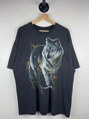 Vintage 90s Wolf Wilderness Faded Black Tee
