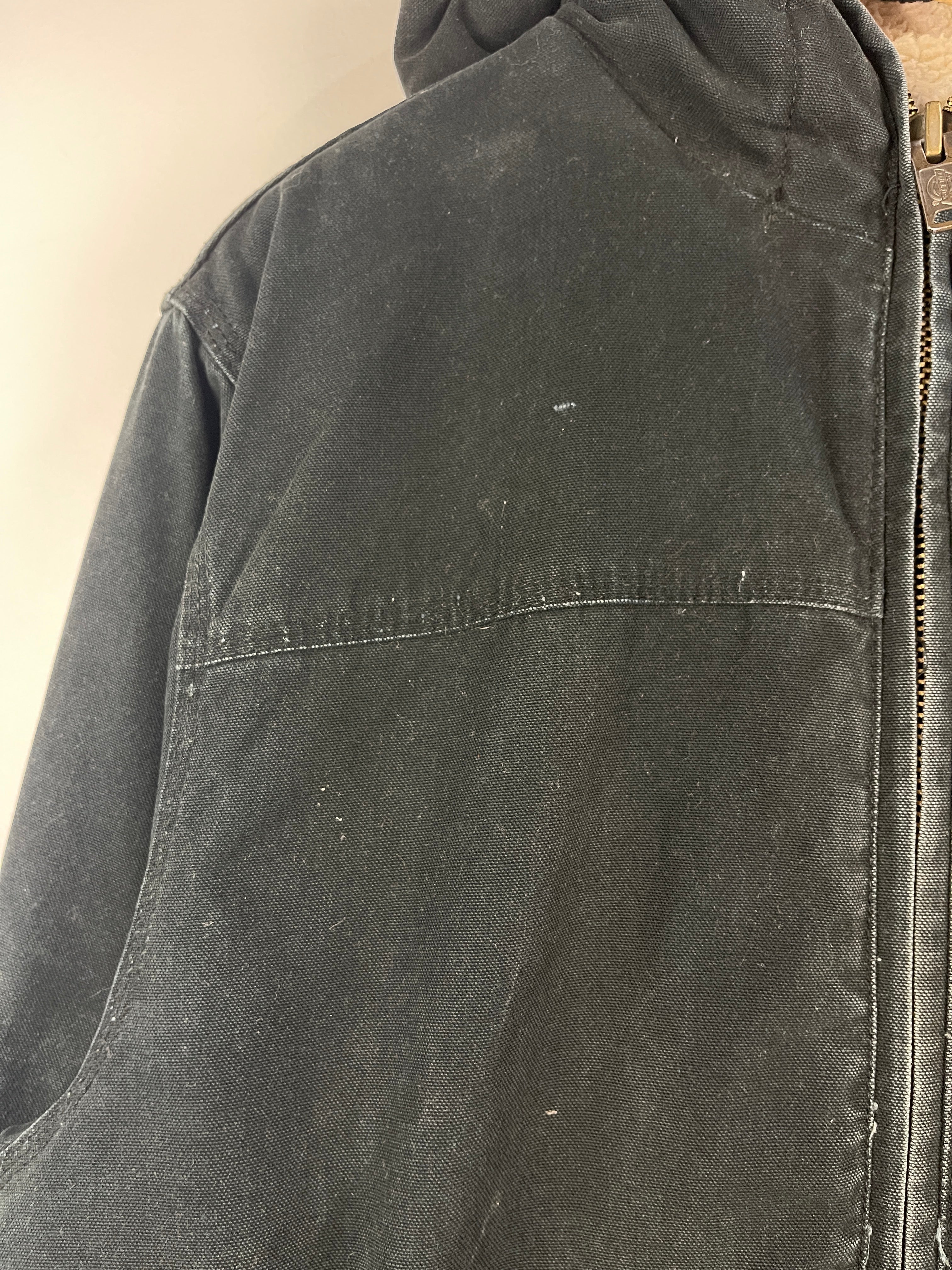 Vintage Dickies Sherpa Lined Black Hooded Work Jacket