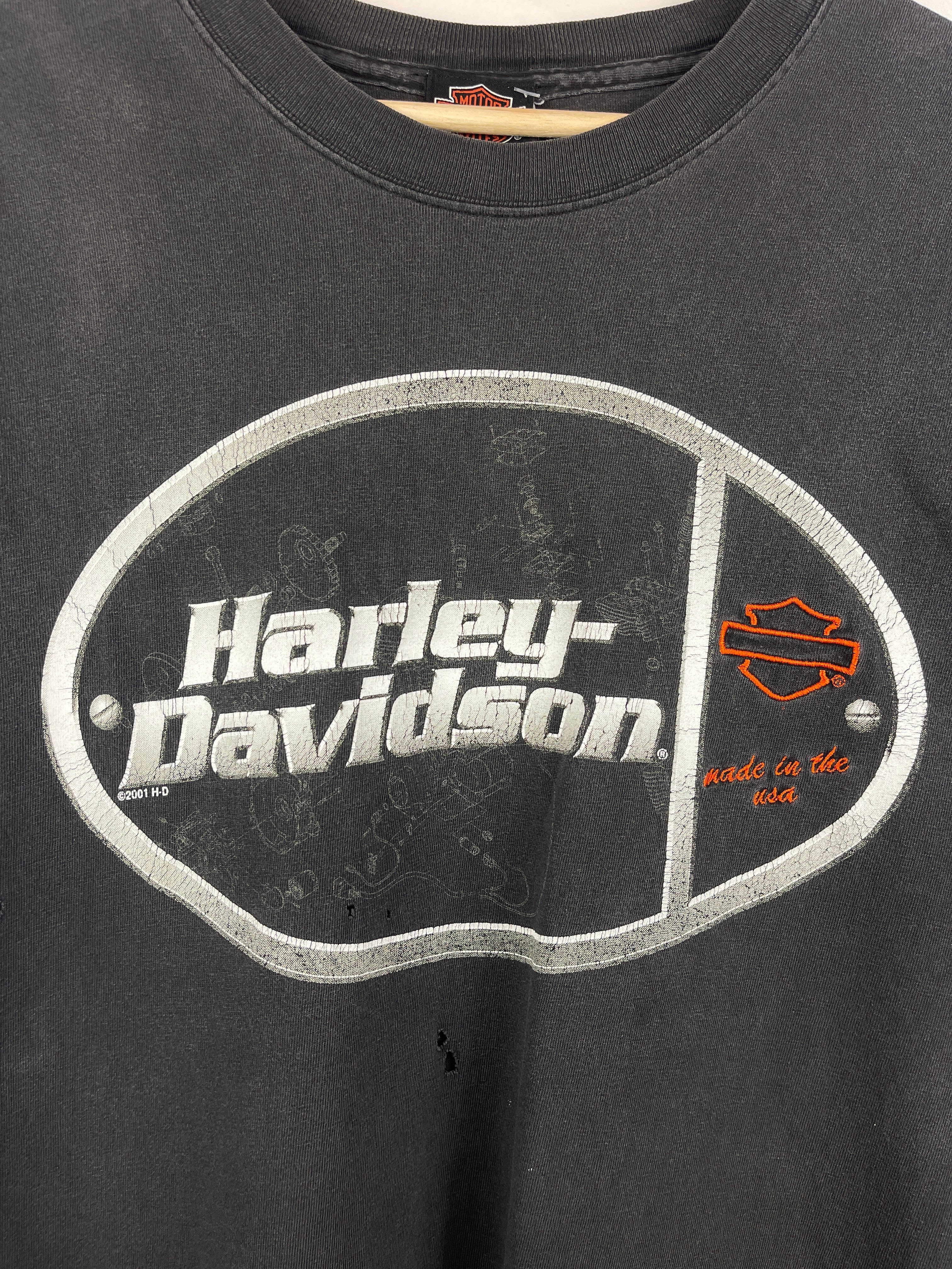 Vintage Harley Davidson Indianapolis Indiana Embroidered Black Tee