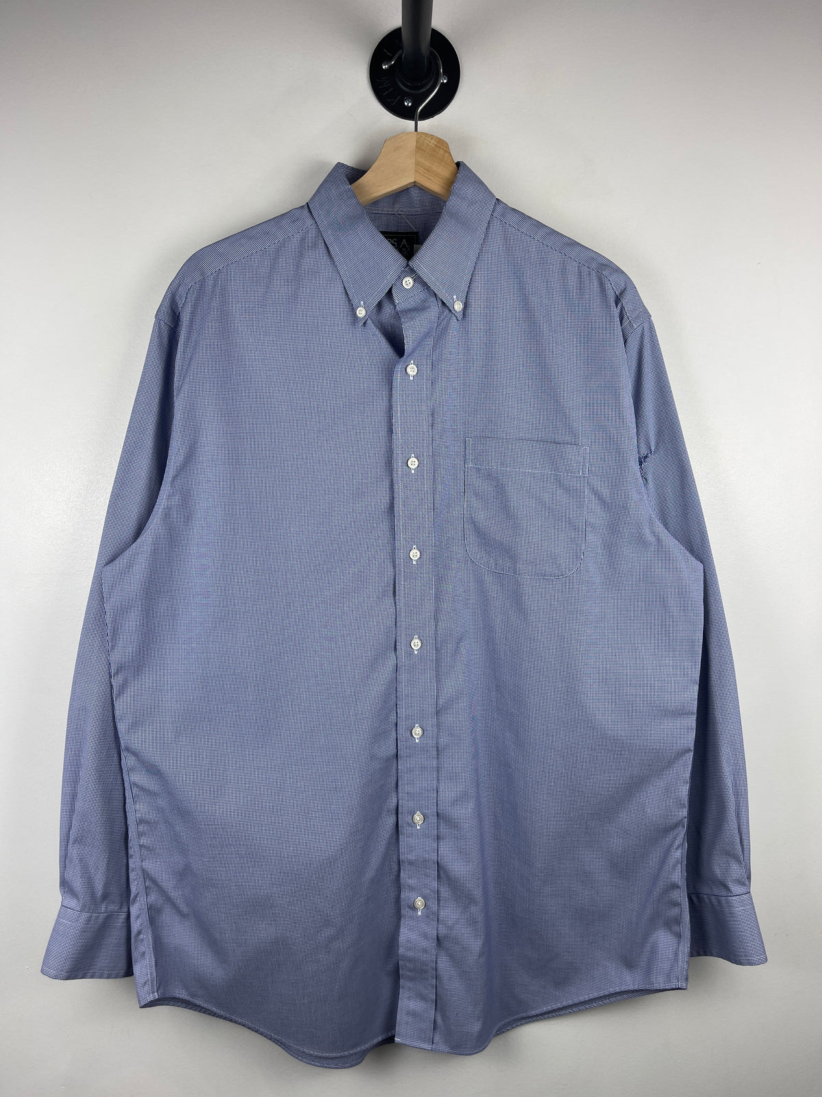 Vintage Jos. A. Bank Plaid Blue Long Sleeve Button Up Shirt