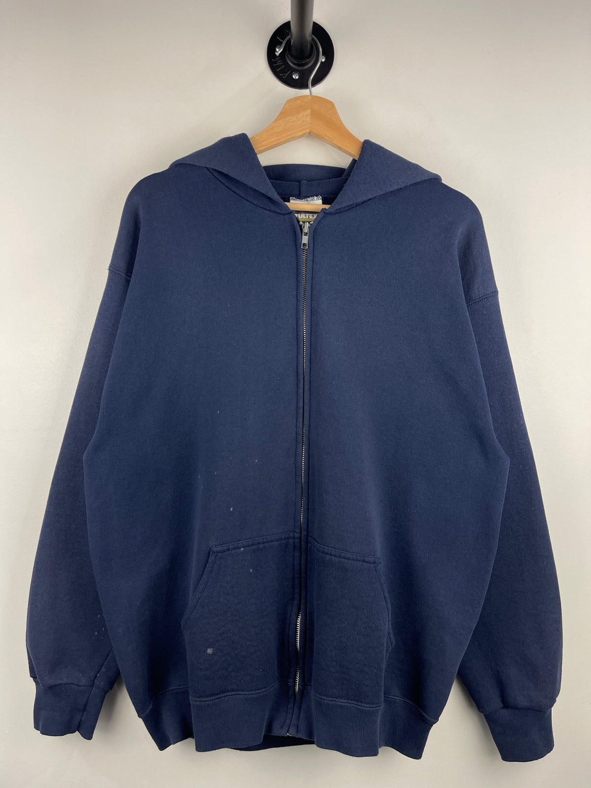 Vintage 90s Tultex Blank Navy Zip Up Hoodie