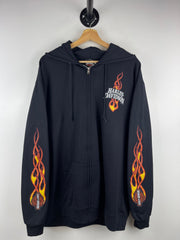 Vintage Harley Davidson Flames Black Zip Up Hoodie