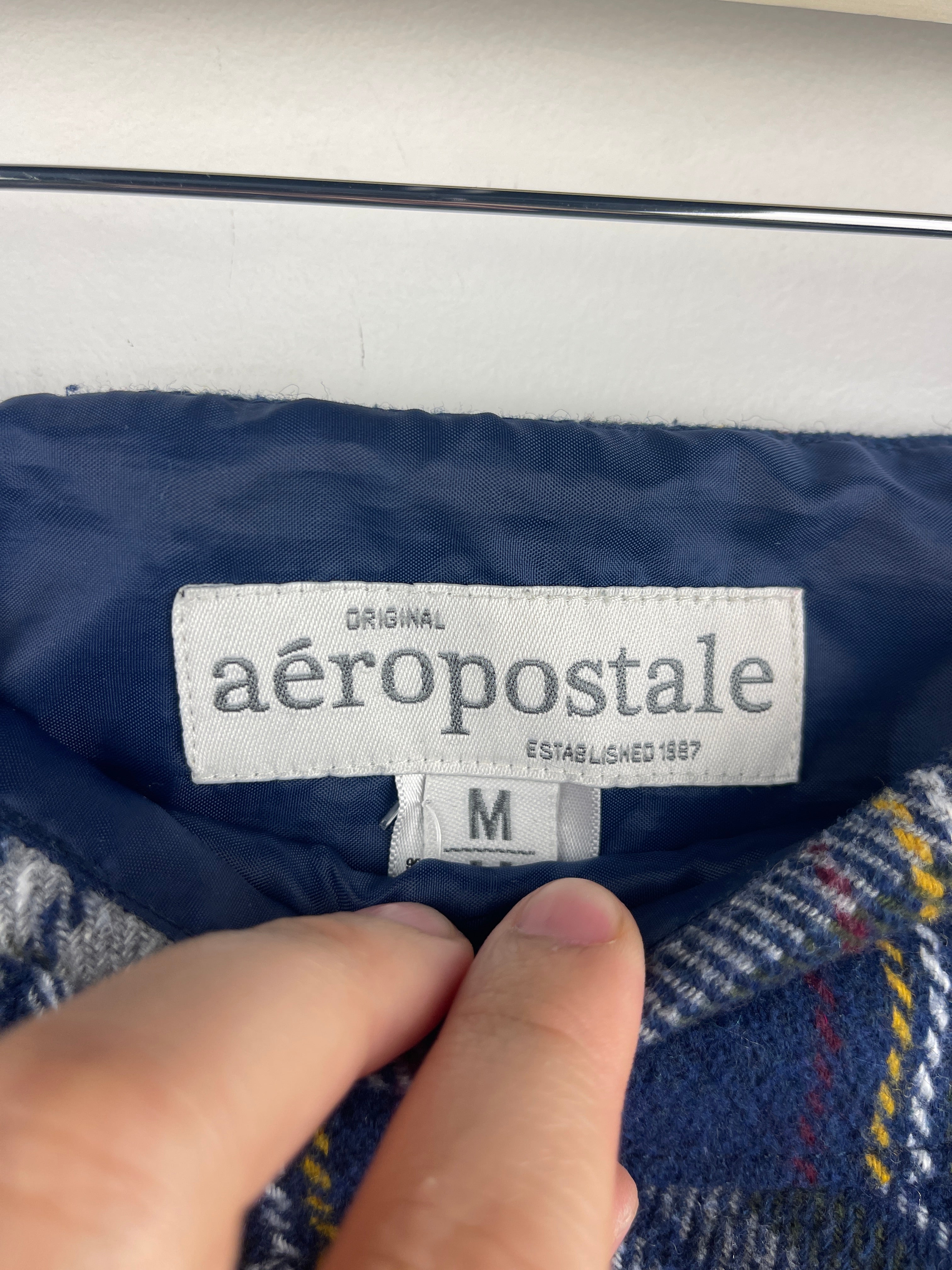 Vintage Aeropostle Women's Navy Plaid Mini Skirt