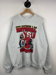 Vintage 90s Youngstown State University Football Champions Grey Crewneck
