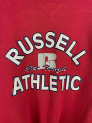 Vintage 90s Russell Athletic Spellout Embroidered Red Crewneck