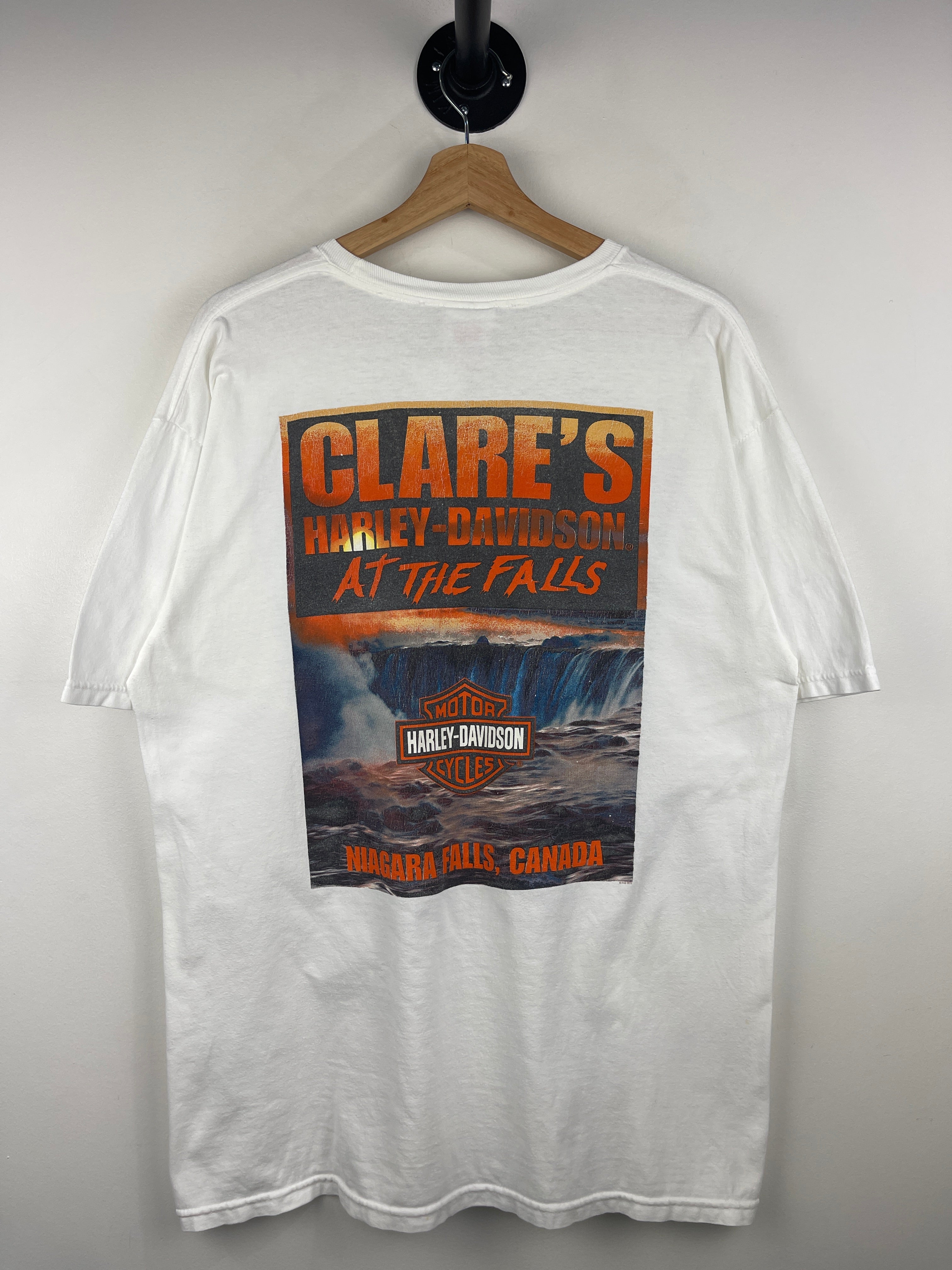 Vintage Harley Davidson Niagara Falls Canada White Tee