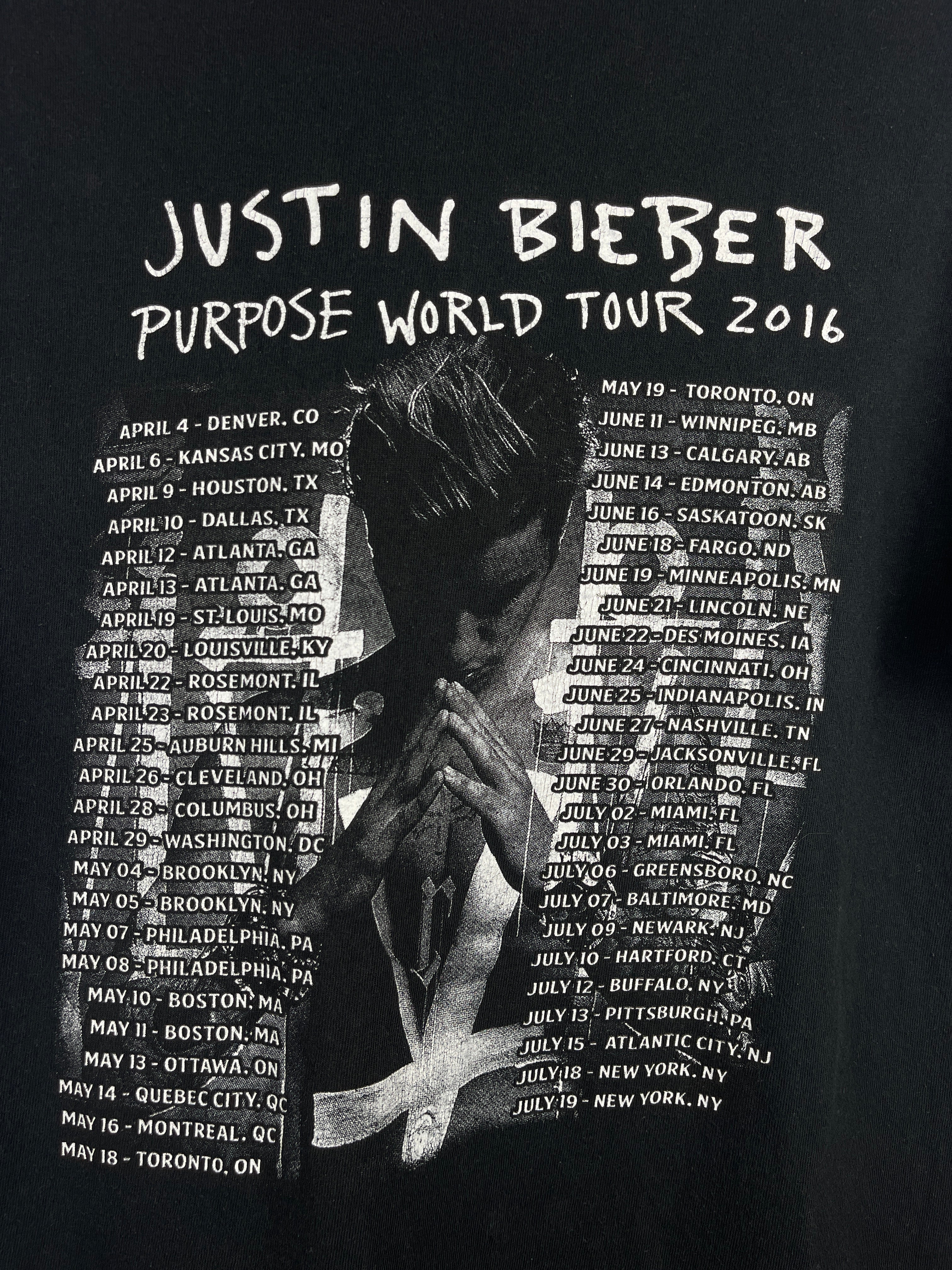 Vintage Justin Bieber Purpose Tour Black Tee