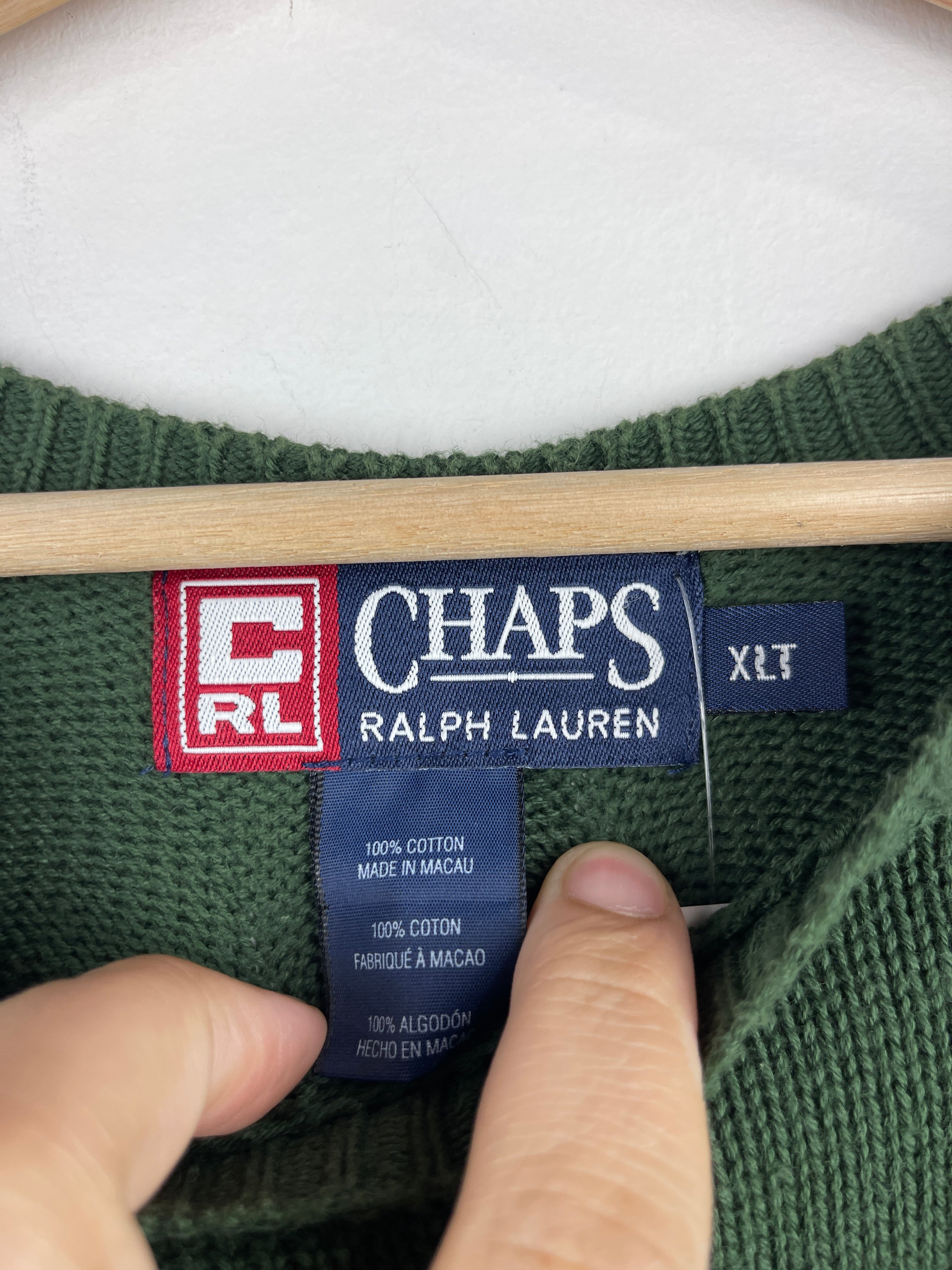 Vintage Chaps Ralph Lauren Green Knit Sweater