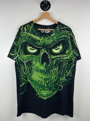 Vintage Liquid Blue Skull Black Tee