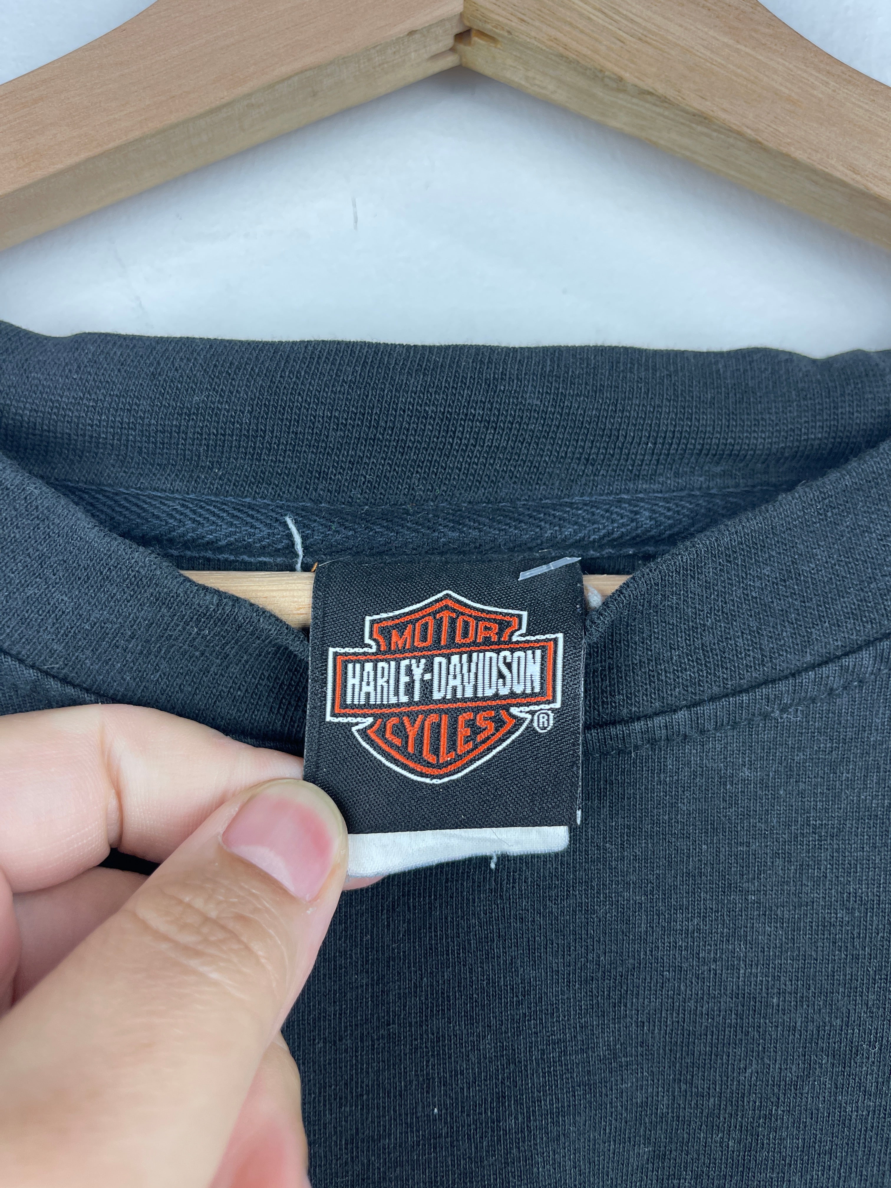 Vintage Harley Davidson Wisconsin Embroidered Black & Orange Long Sleeve