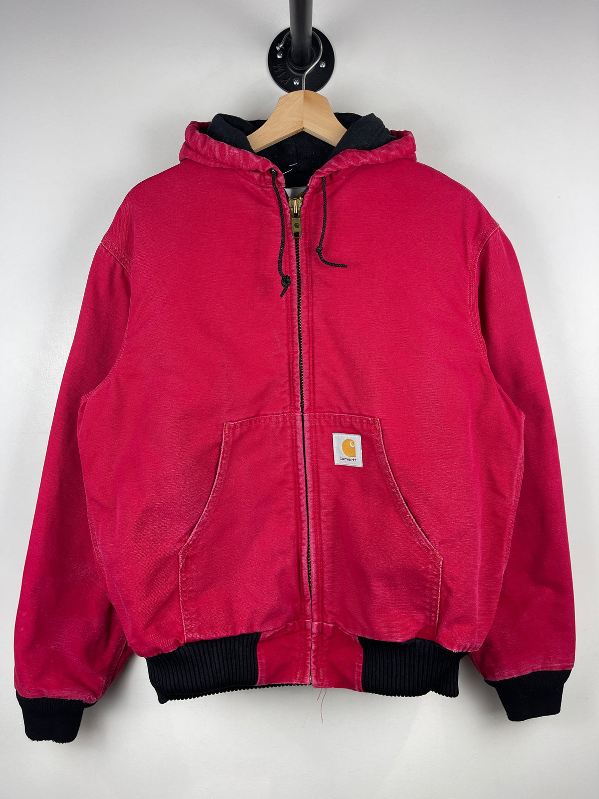 Vintage Carhartt Active Red Hooded Work Jacket J04 RED