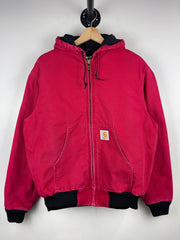 Vintage Carhartt Active Red Hooded Work Jacket J04 RED
