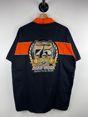Vintage Bike Week Daytona Beach Embroidered Black & Orange Short Sleeve Button Up Shirt