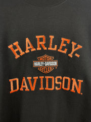 Vintage Harley Davidson Embroidered Black & Orange Crewneck