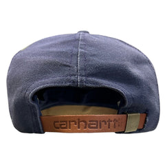 Vintage Carhartt Script Navy Leather Strapback Hat