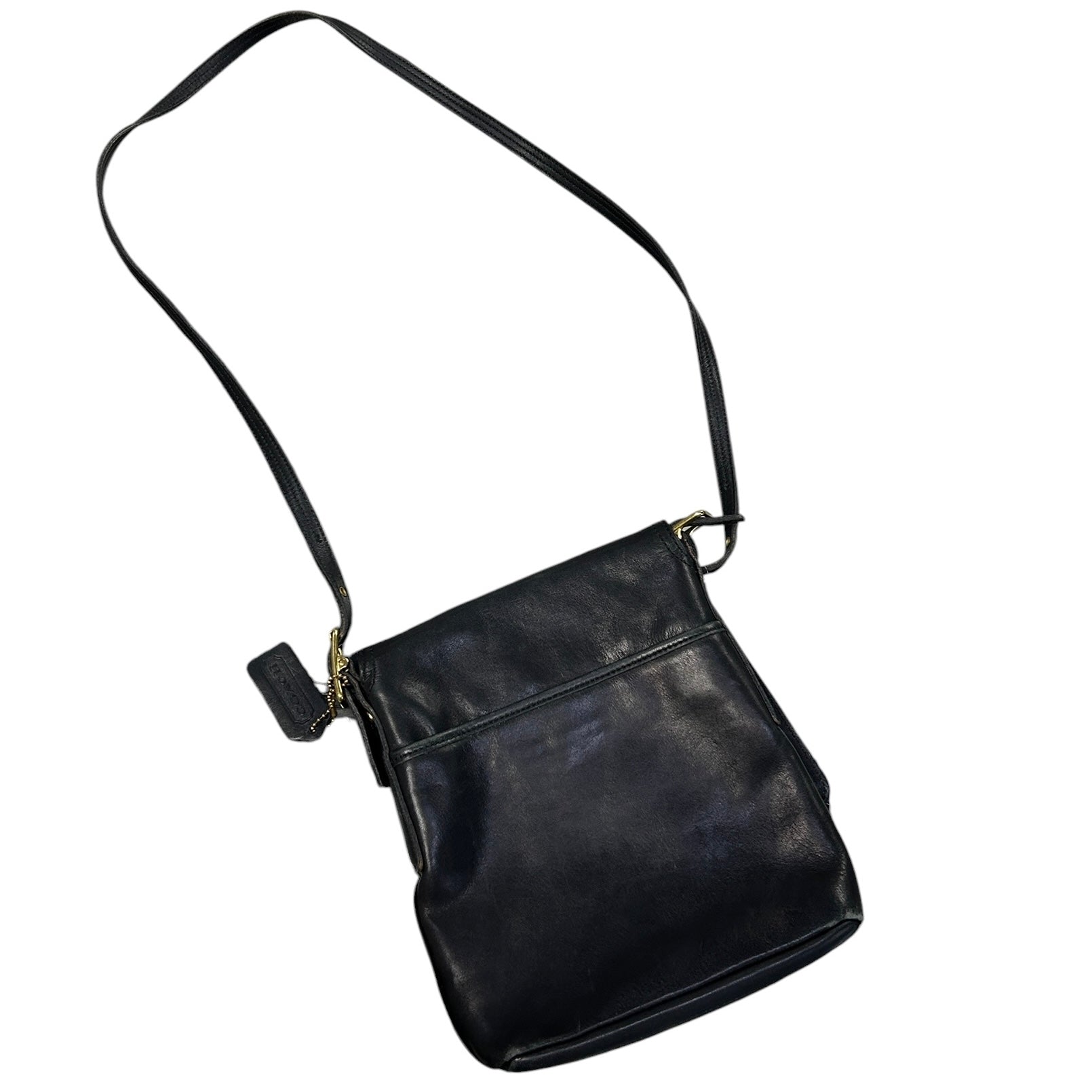 Vintage 90s Coach Legacy Monterey Flap Black Leather Crossbody Bag