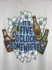 Vintage Big Dogs Its Five O'Clock Somewhere Beer White Tee