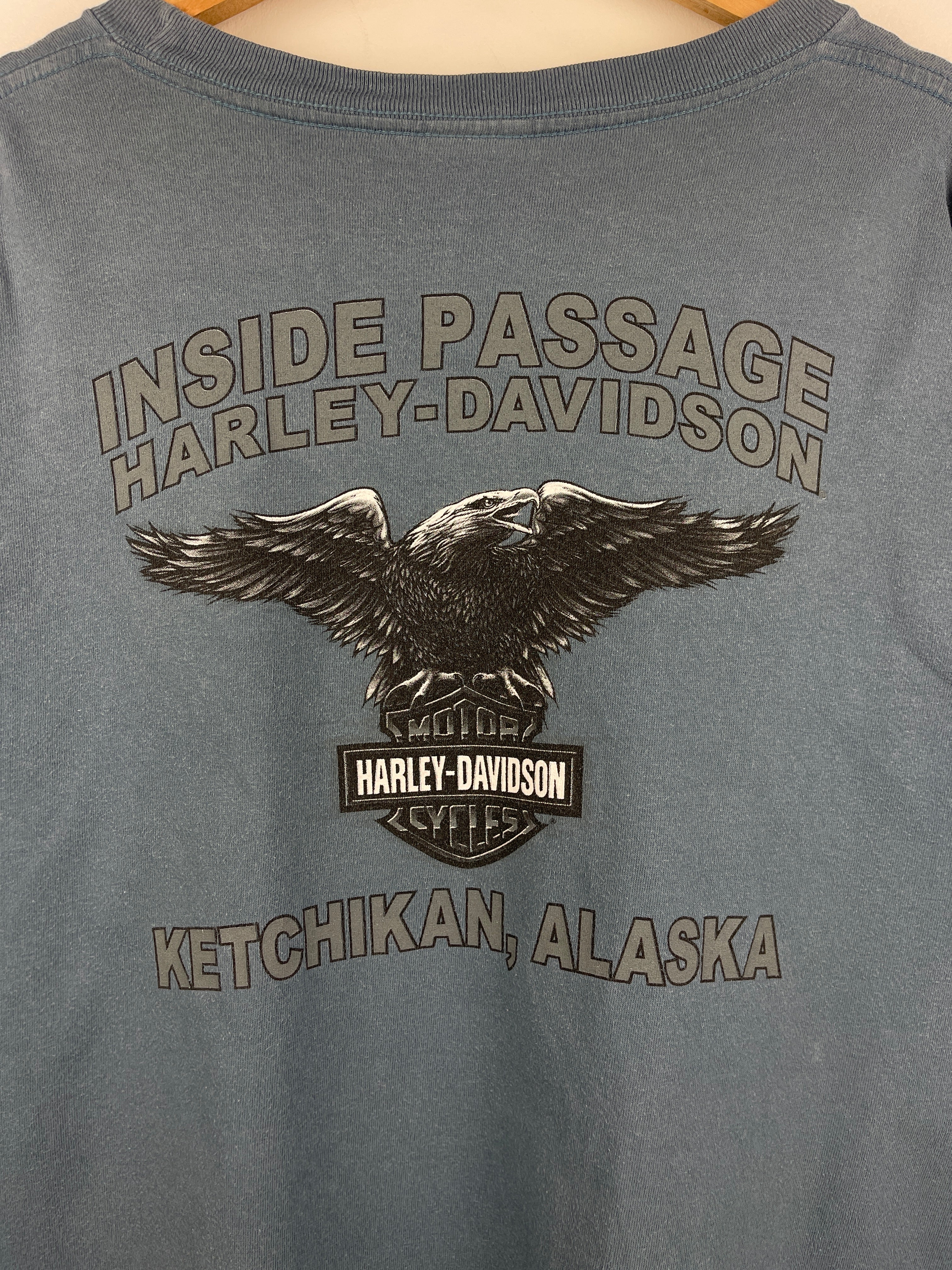 Vintage Harley Davidson Eagle Ketchikan Alaska Blue Tee