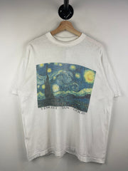 Vintage 90s Vincent Van Gogh Starry Night Art Euro White Tee