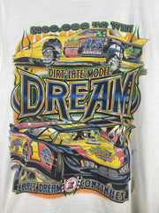 Vintage Dirt Racing Thrashed White Cut Off Tank Top