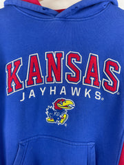 Vintage Kansas Jayhawks University Embroidered Blue Hoodie