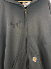 Vintage Carhartt Patch Thermal Lined Faded Thrashed Dark Grey Hoodie