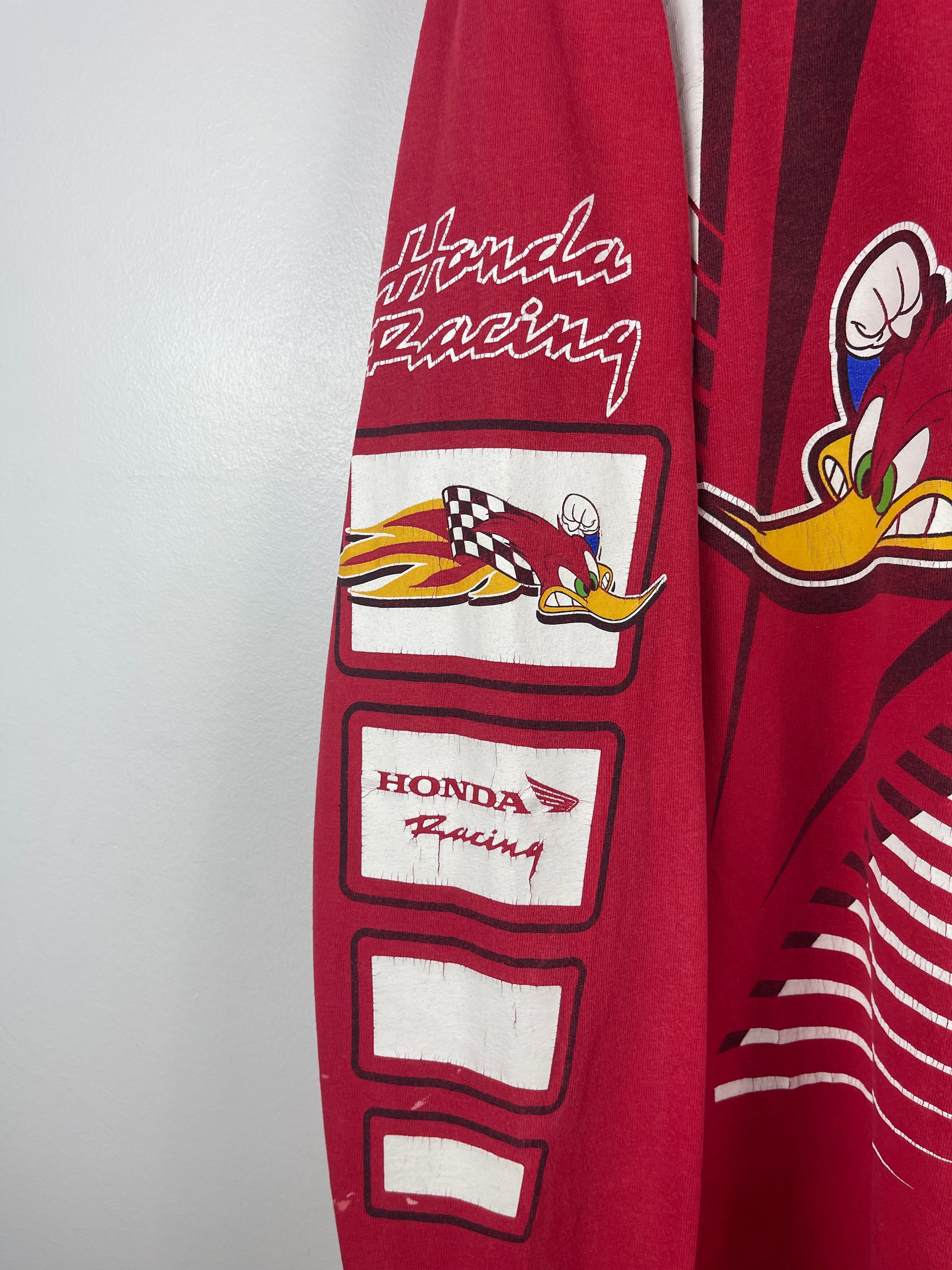Vintage Honda Racing Woody Woodpecker Red Long Sleeve