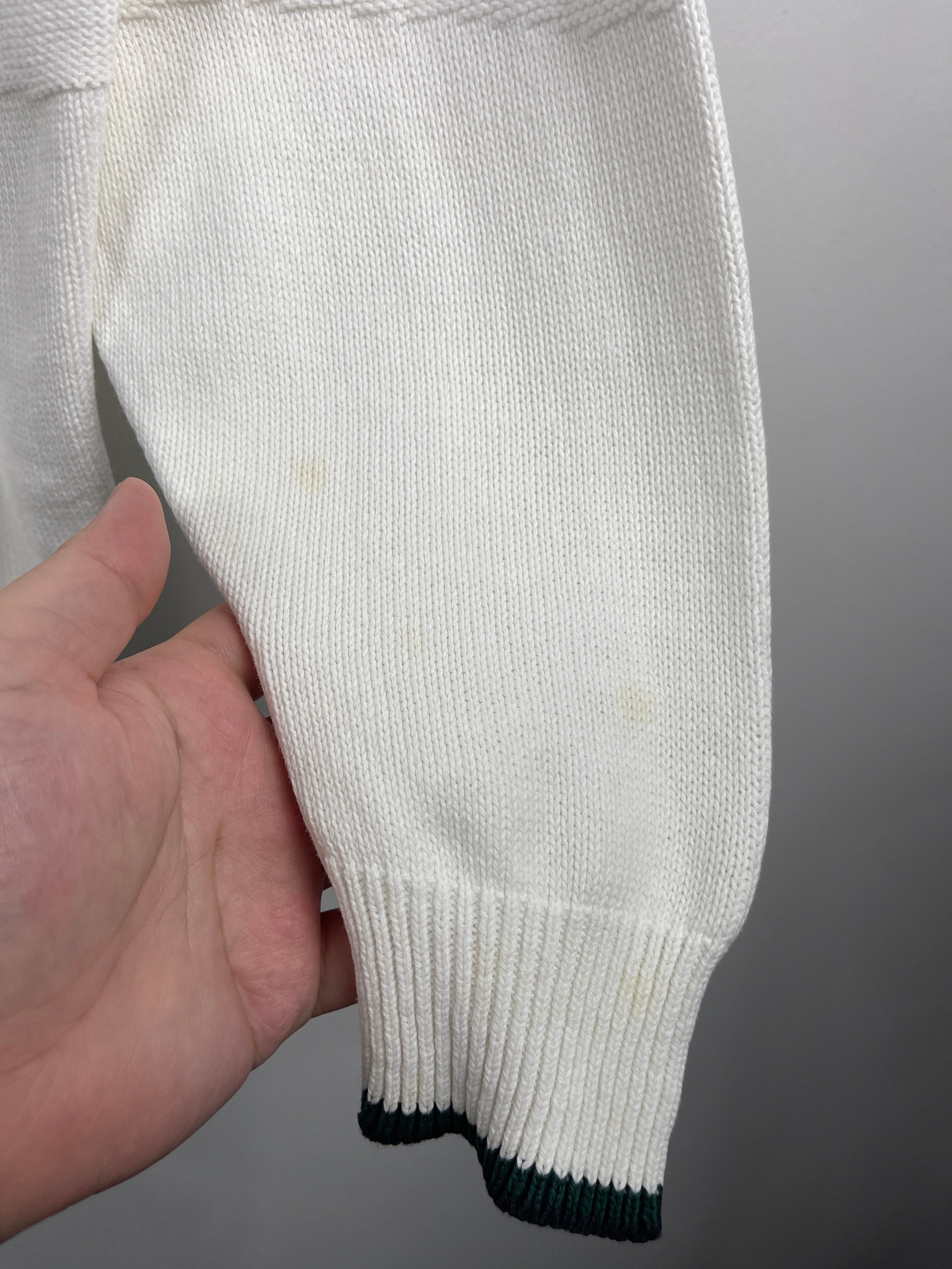 Vintage Fairway Sport Golf Player Embroidered White Knit Sweater