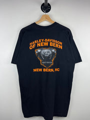 Vintage Harley Davidson Eagle New Bern North Carolina Black Tee