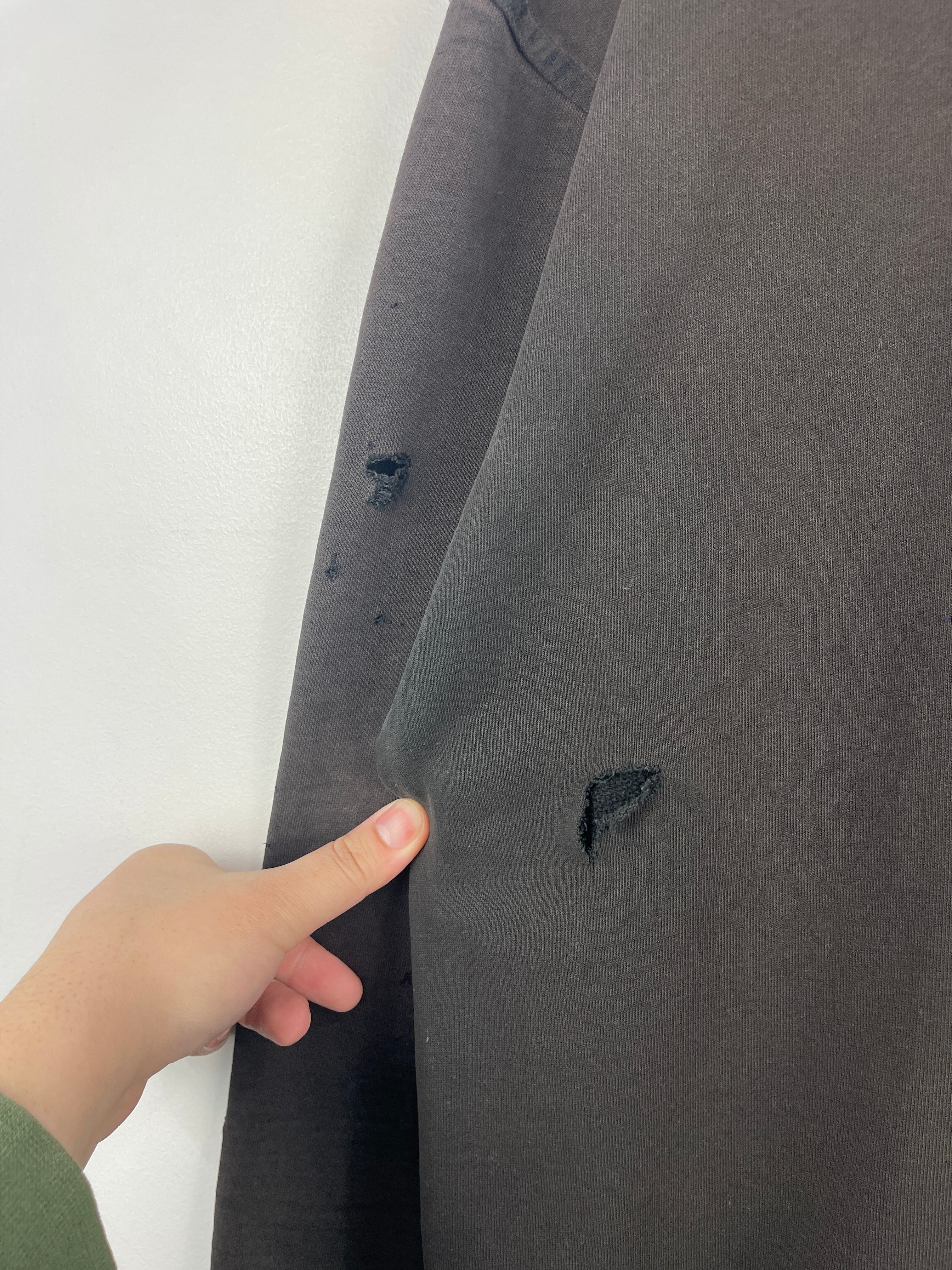 Vintage Champion Thrashed Faded Blank Black Hoodie
