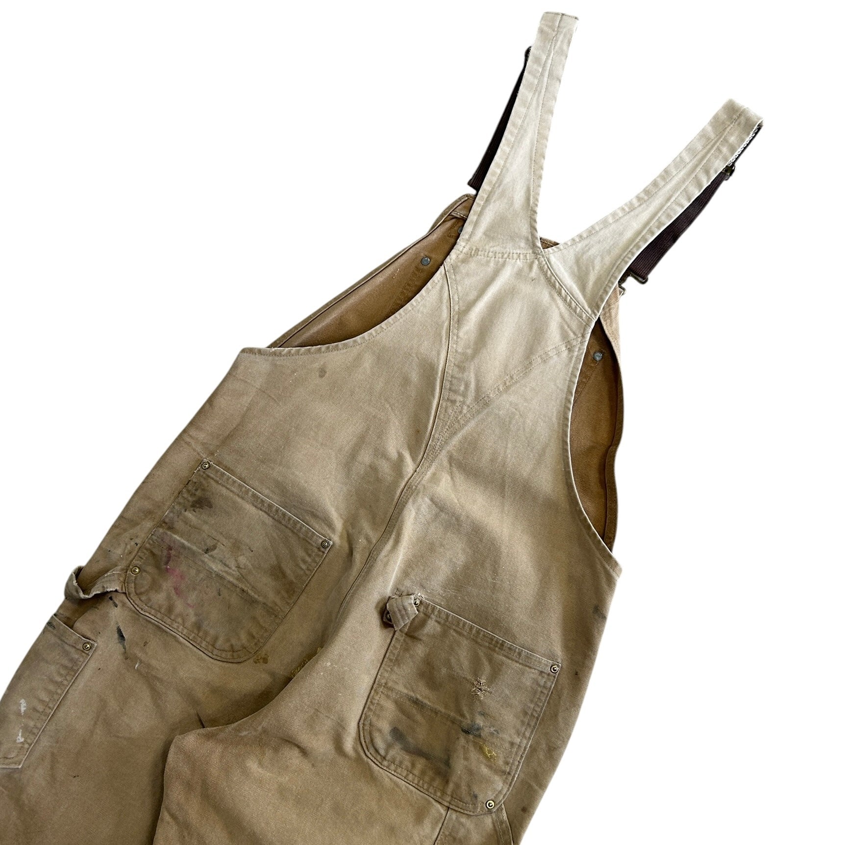 Vintage Carhartt Double Knee Light Brown Overalls R01 BRN