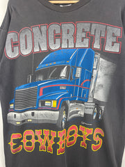 Vintage 90s Truckers Only Concrete Cowboys Trucking Faded Black Tee