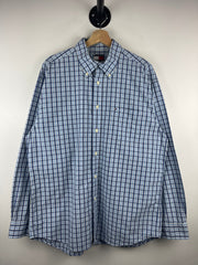 Vintage 90s Tommy Hilfiger Plaid Blue Long Sleeve Button Up Shirt