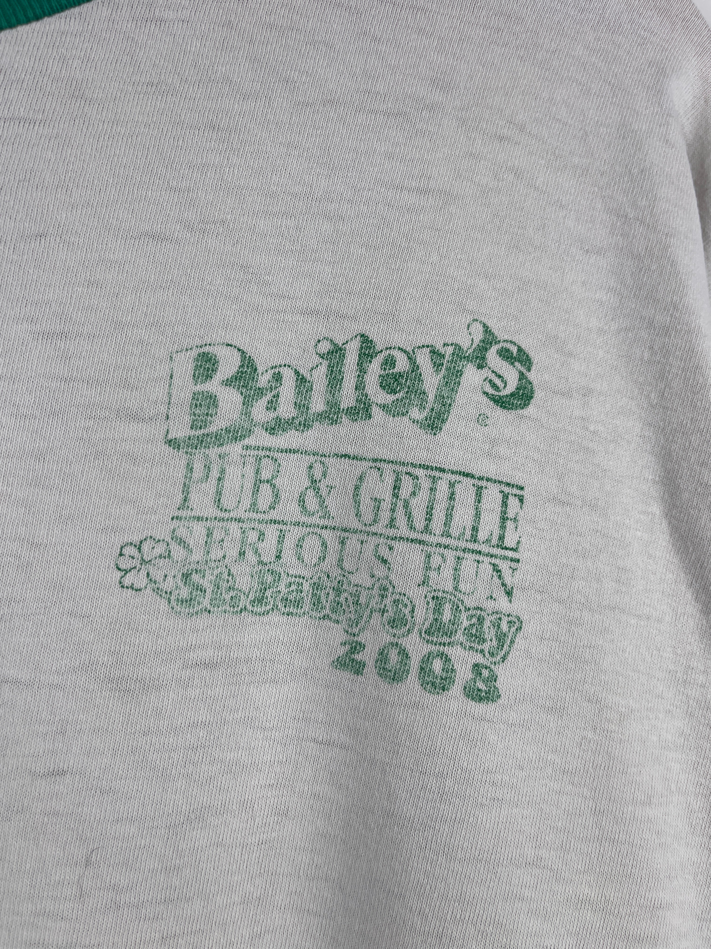 Vintage Bailey's Pub & Grille White & Green Ringer Tee