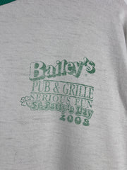 Vintage Bailey's Pub & Grille White & Green Ringer Tee