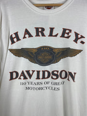 Vintage Harley Davidson Green Bay Wisconsin Thrashed White Long Sleeve