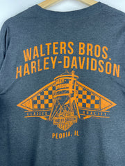 Vintage Harley Davidson Eagle Peoria Illinois Grey Long Sleeve