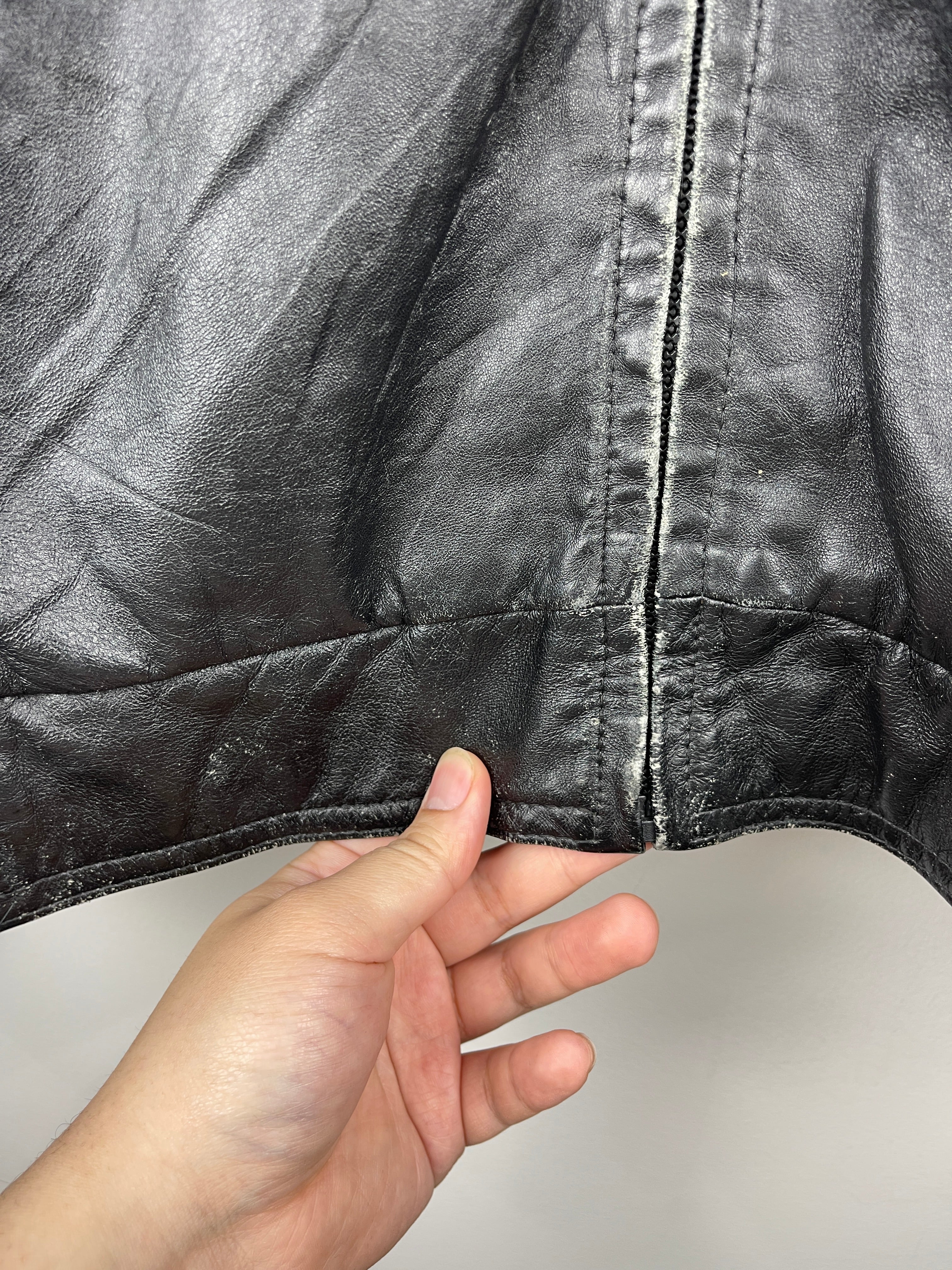 Vintage 90s Watershed Black Leather Bomber Jacket
