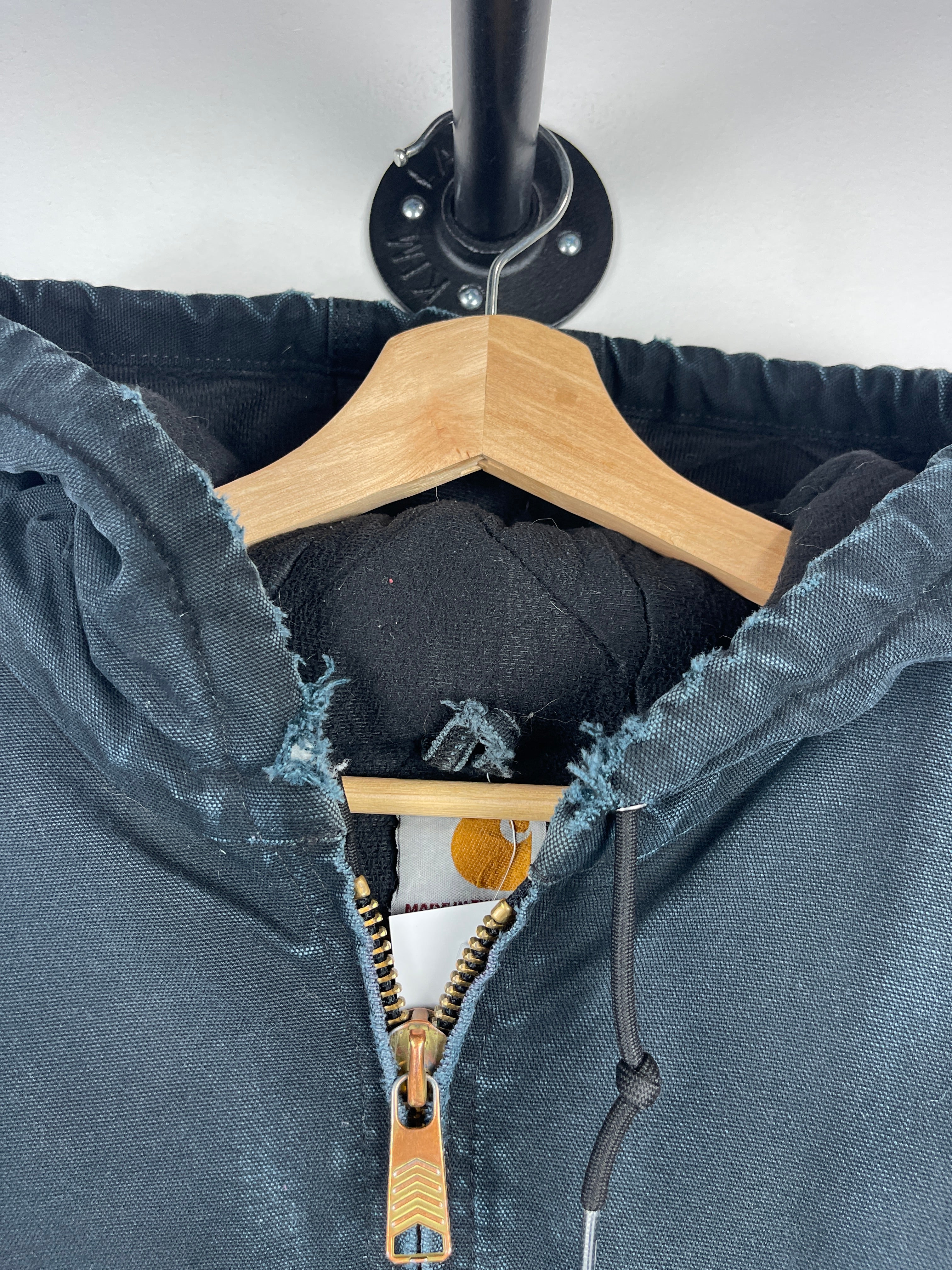 Vintage Carhartt Active Thrashed Black Hooded Work Jacket J140 BLK